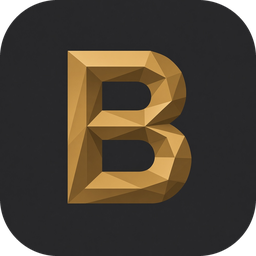 Bedrock logo: a bronze faceted B